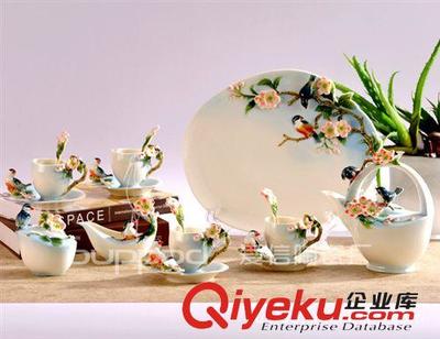 16头樱花鸟咖啡具套装 骨瓷美式环保之选，尽享艺术咖啡时光